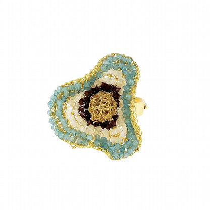 Women's Buttercup Crystal Handmade Crochet Ring