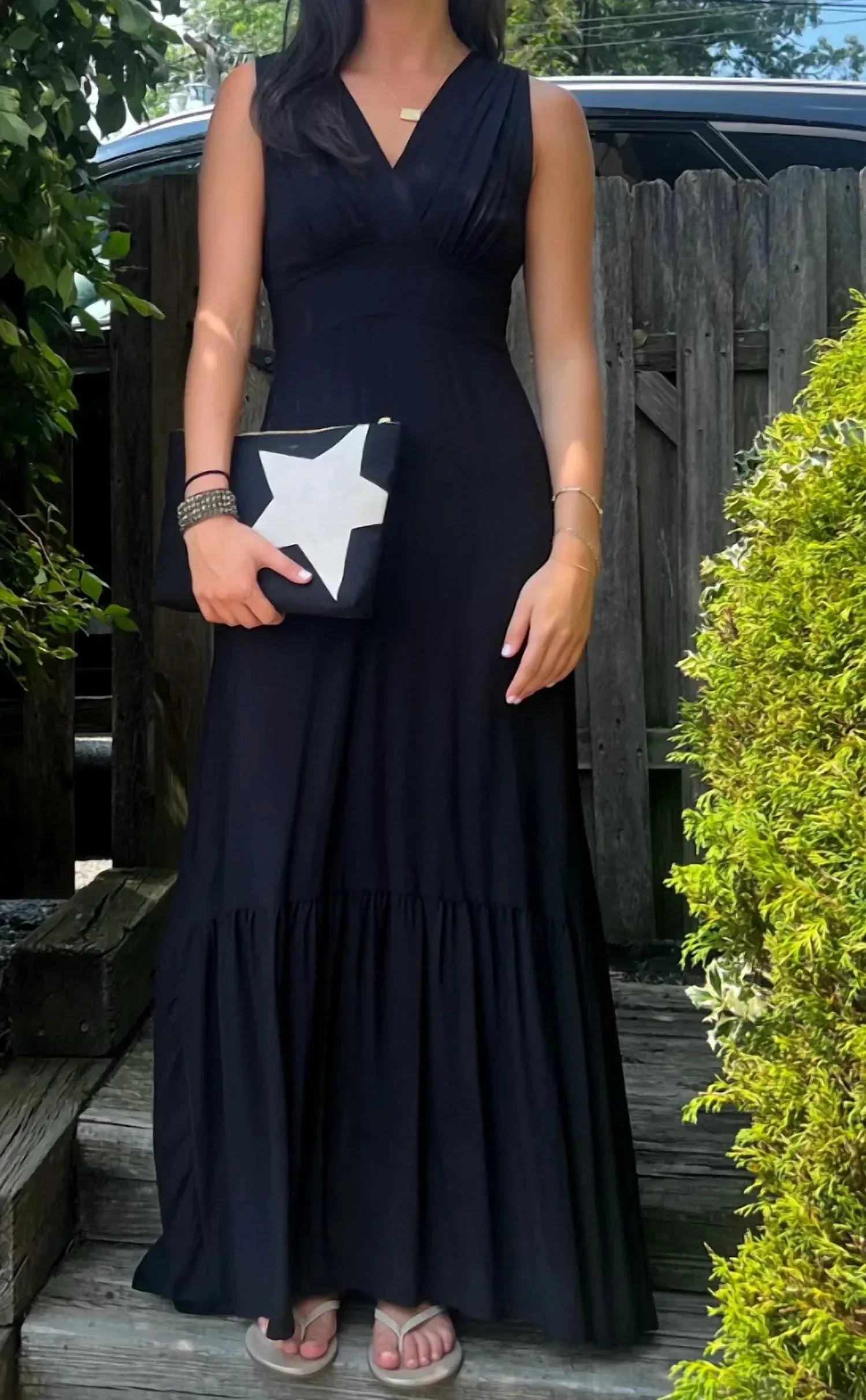 Dixie - Sofie Tiered V Neck Long Dress - Rack Hunt