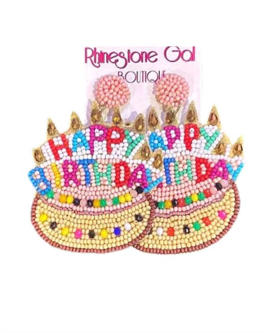Women's Happy Birthday Seed Bead Earrings