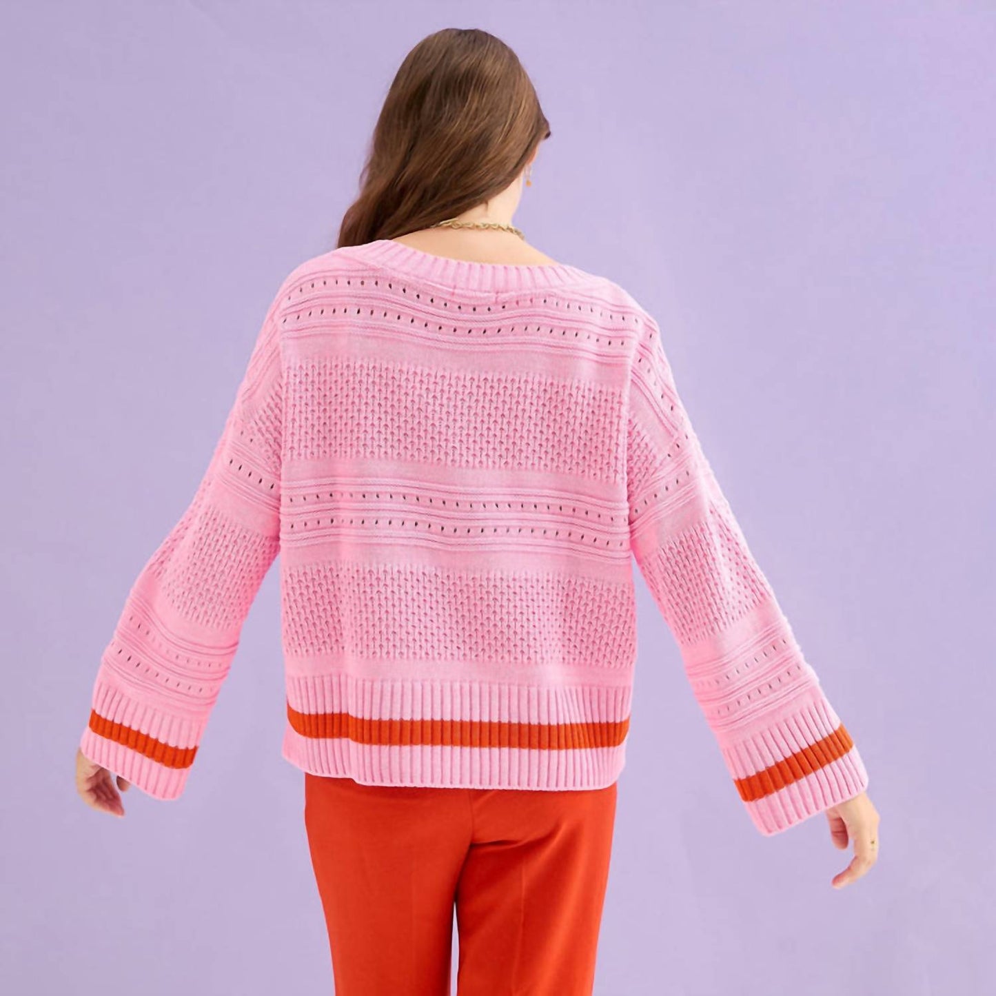Judith Pointelle Stitch V Neck Sweater