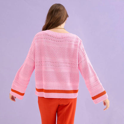 Judith Pointelle Stitch V Neck Sweater
