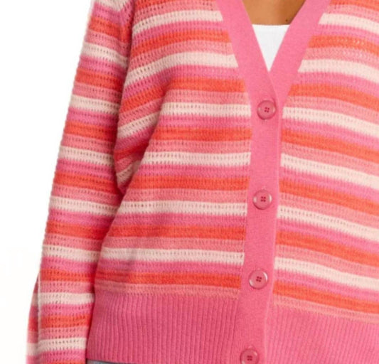 Posey Open Stitch Stripe V-cardigan