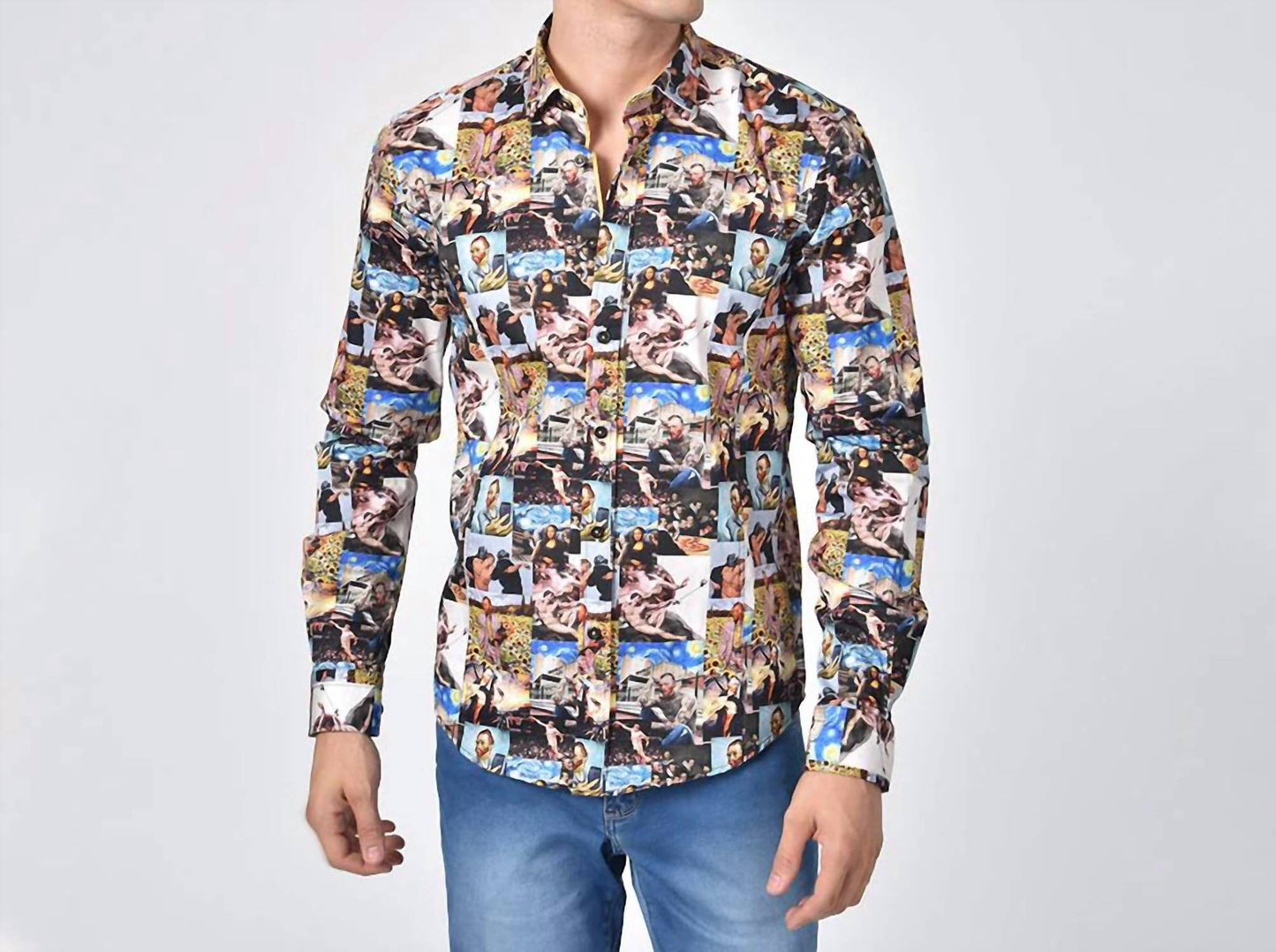 Millennial Van Gogh Button Down Print Shirt