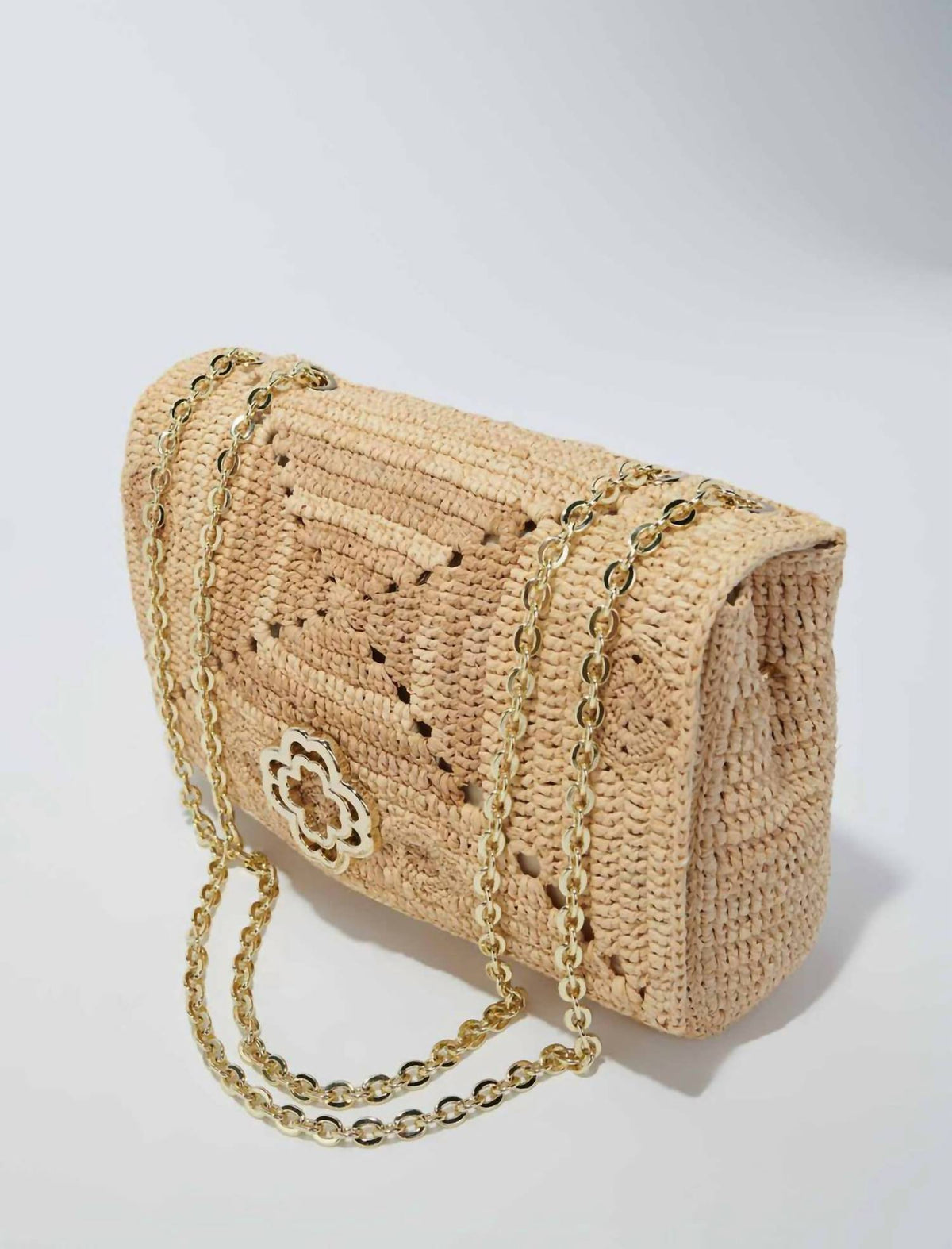 Women's Clover Raffia Shoulder Bag