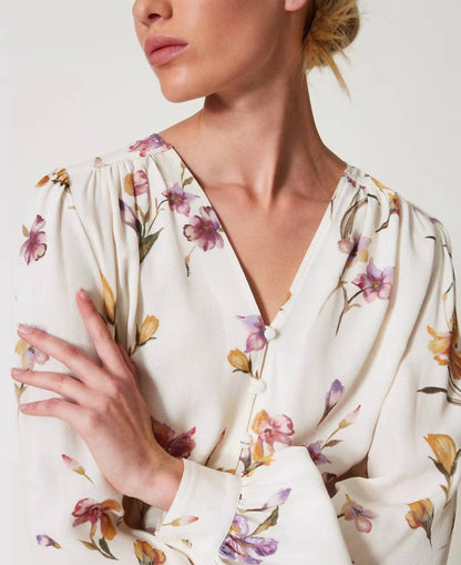 Crêpe de Chine floral shirt