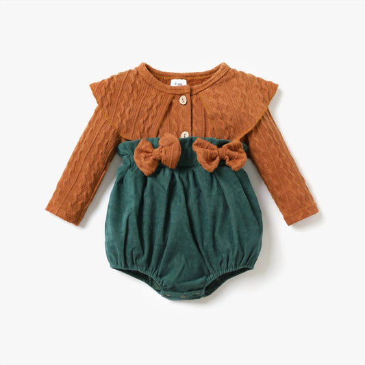 PatPat - Kid's Cable Knit Long-Sleeve Romper - Rack Hunt -
