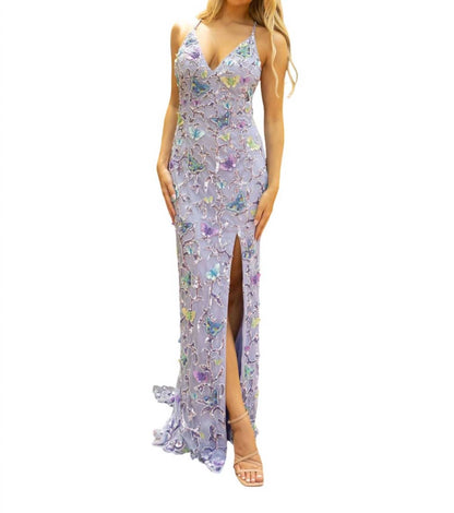 Plunging V-neckline Printed Dress