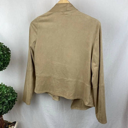 Faux Suede Open Front Jacket