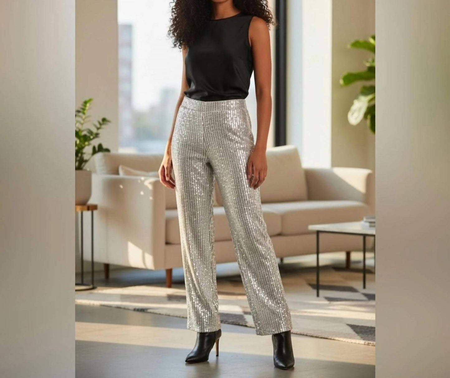 Women's Sequin Straight Leg Pants