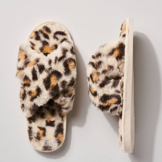 Women's Criss Cross Fur Slippers