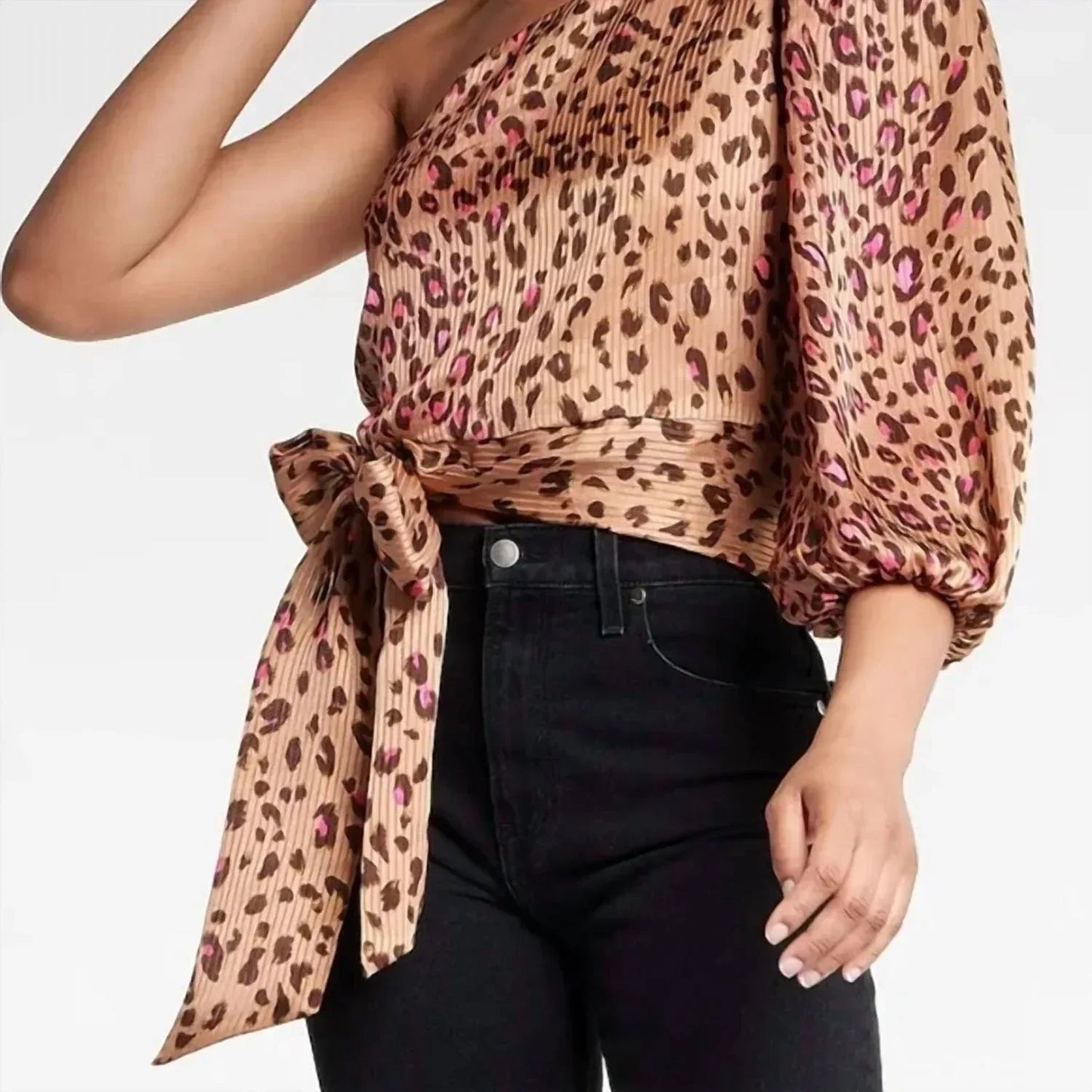 Express - Satin One-shoulder Tie Waist Top - Rack Hunt