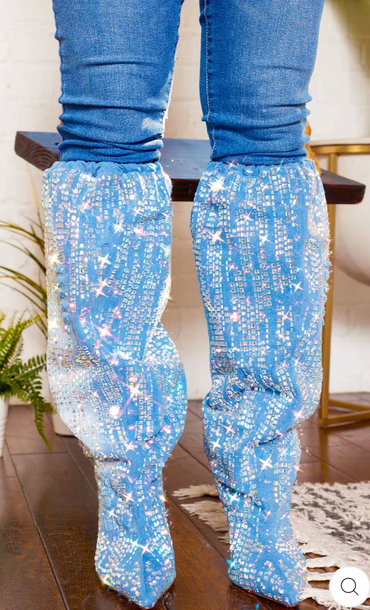 Women's Abstract Bling Point Toe Boots