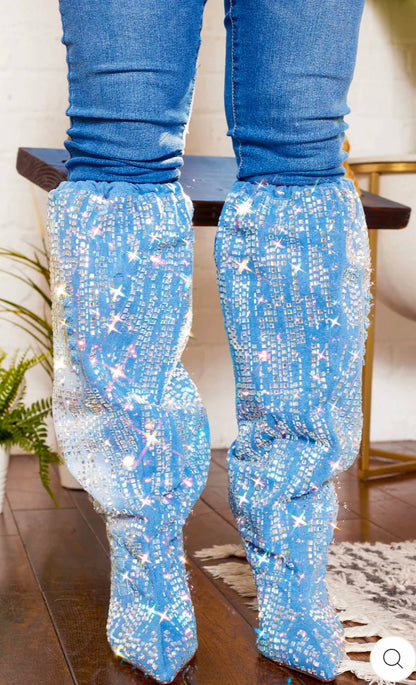 Women's Abstract Bling Point Toe Boots