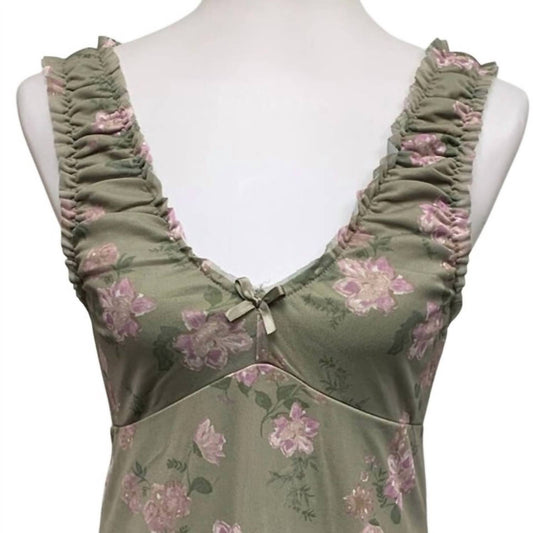 Juniors Cottage Core Floral Deep V Fit Flare Dress