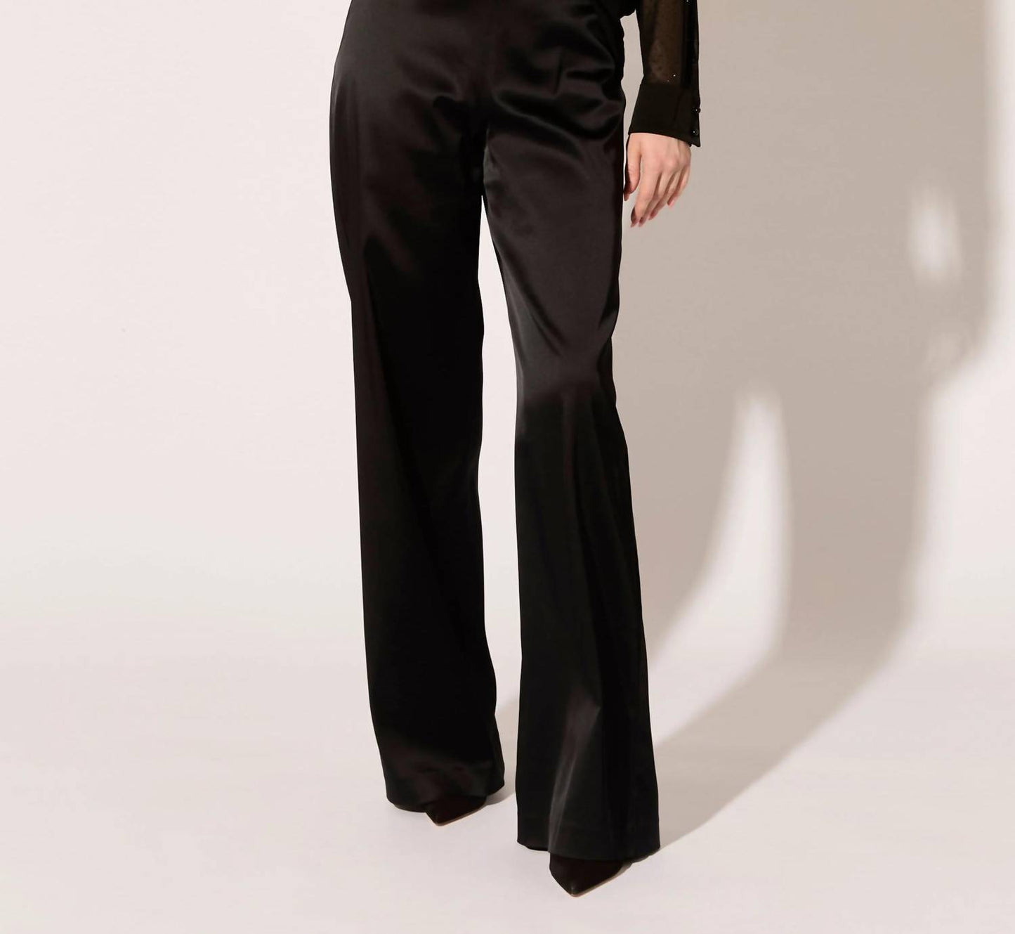 Stretch Satin Stovepipe Pants