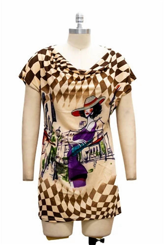 Women's Belted Cowl Neck Tunic Top