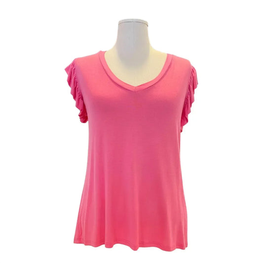 Alyssa Thomas - Women's Flutter Sleeve V-Neck Top - Rack Hunt