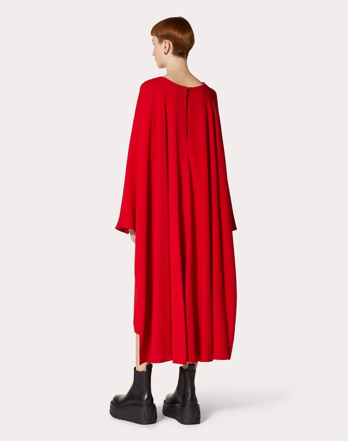 Valentino - Cady Silk Dress With Cape - Rack Hunt