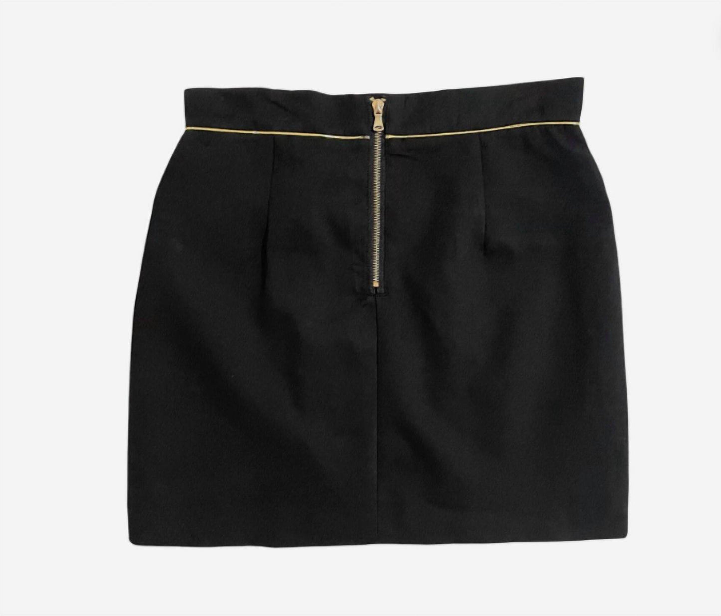 Beulah London - Women Gold Trim Mini Skirt with Gold Buttons - Rack Hunt -