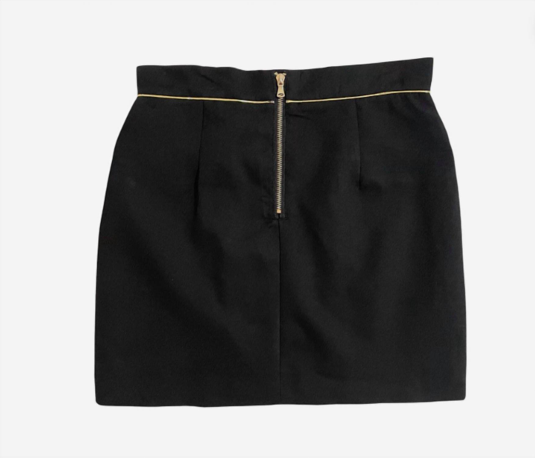 Beulah London - Women Gold Trim Mini Skirt with Gold Buttons - Rack Hunt -