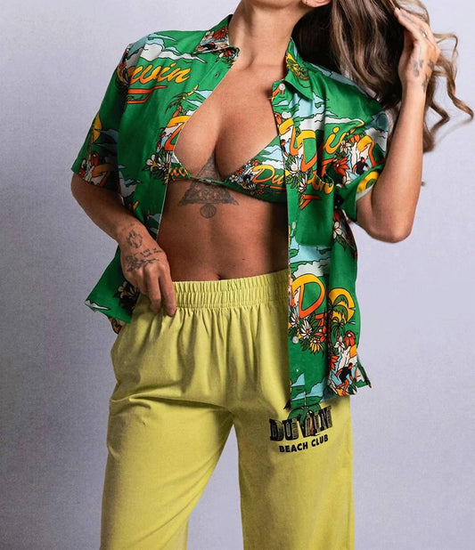 In Clouds Tencel Crop Button Down Shirt