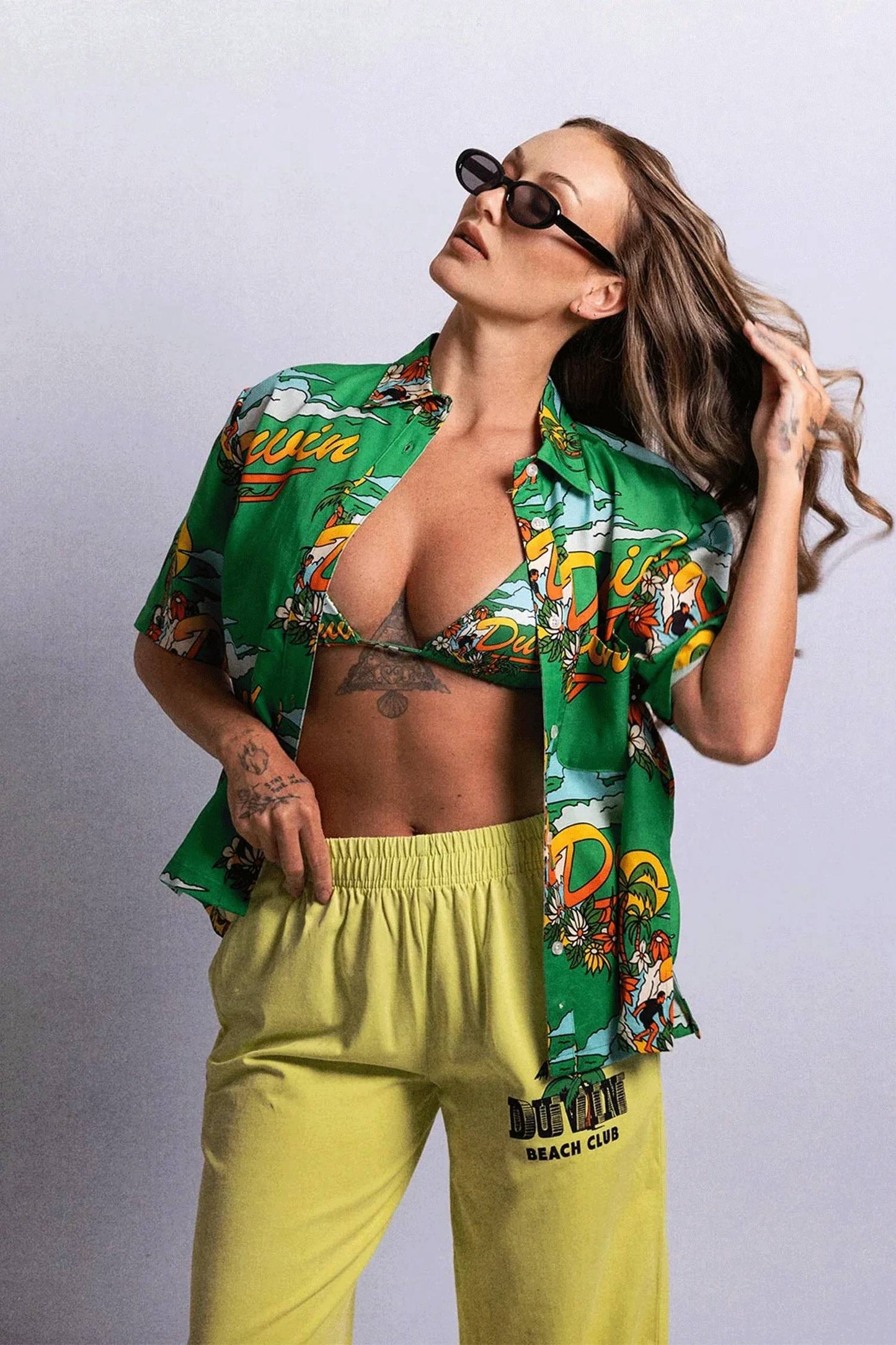 In Clouds Tencel Crop Button Down Shirt