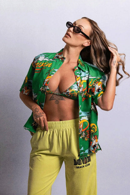 In Clouds Tencel Crop Button Down Shirt
