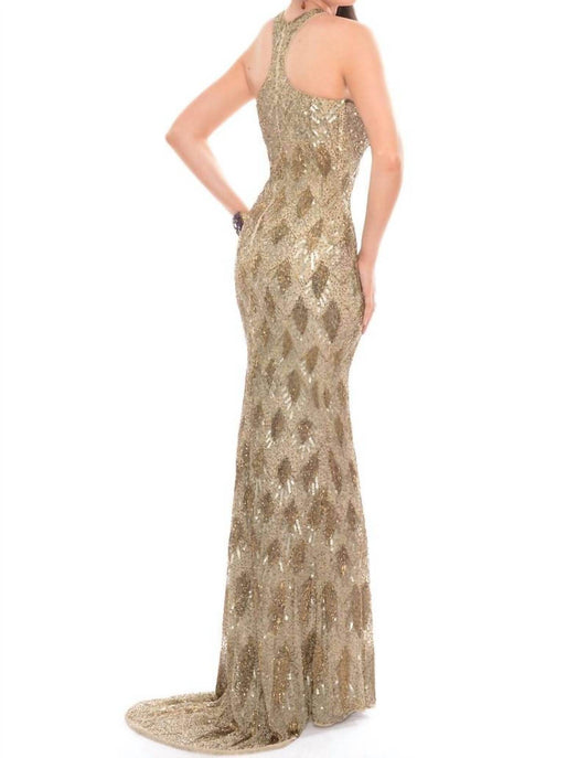 Precious Formals - Hand Beaded Illusion Evening Gown - Rack Hunt