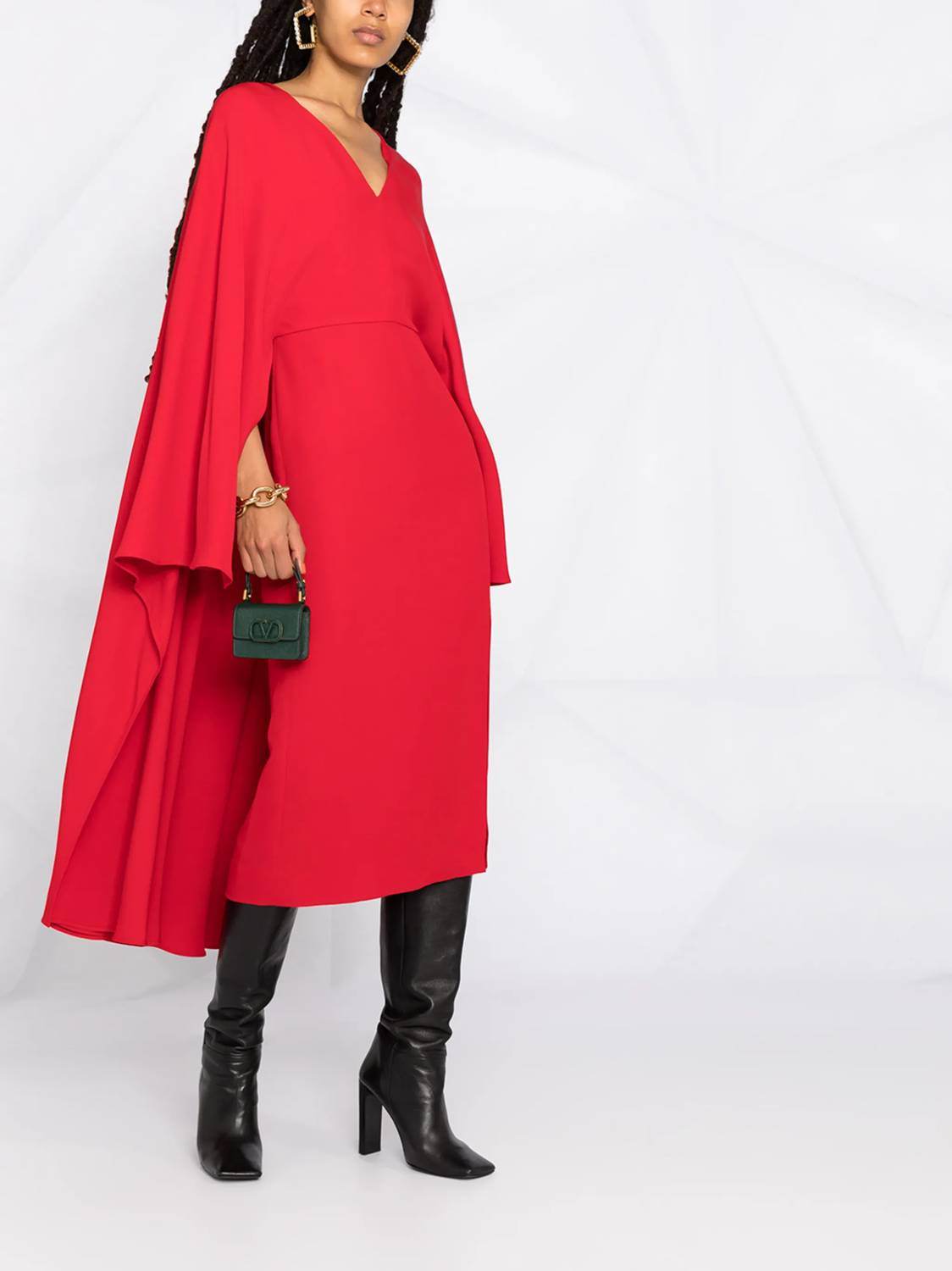 Valentino - Cady Silk Dress With Cape - Rack Hunt