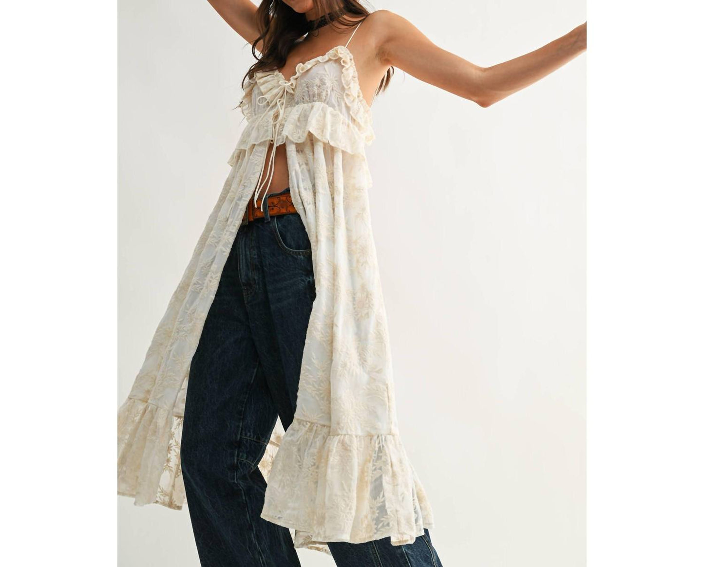 Stevie Sheer Lace Cover Up Top