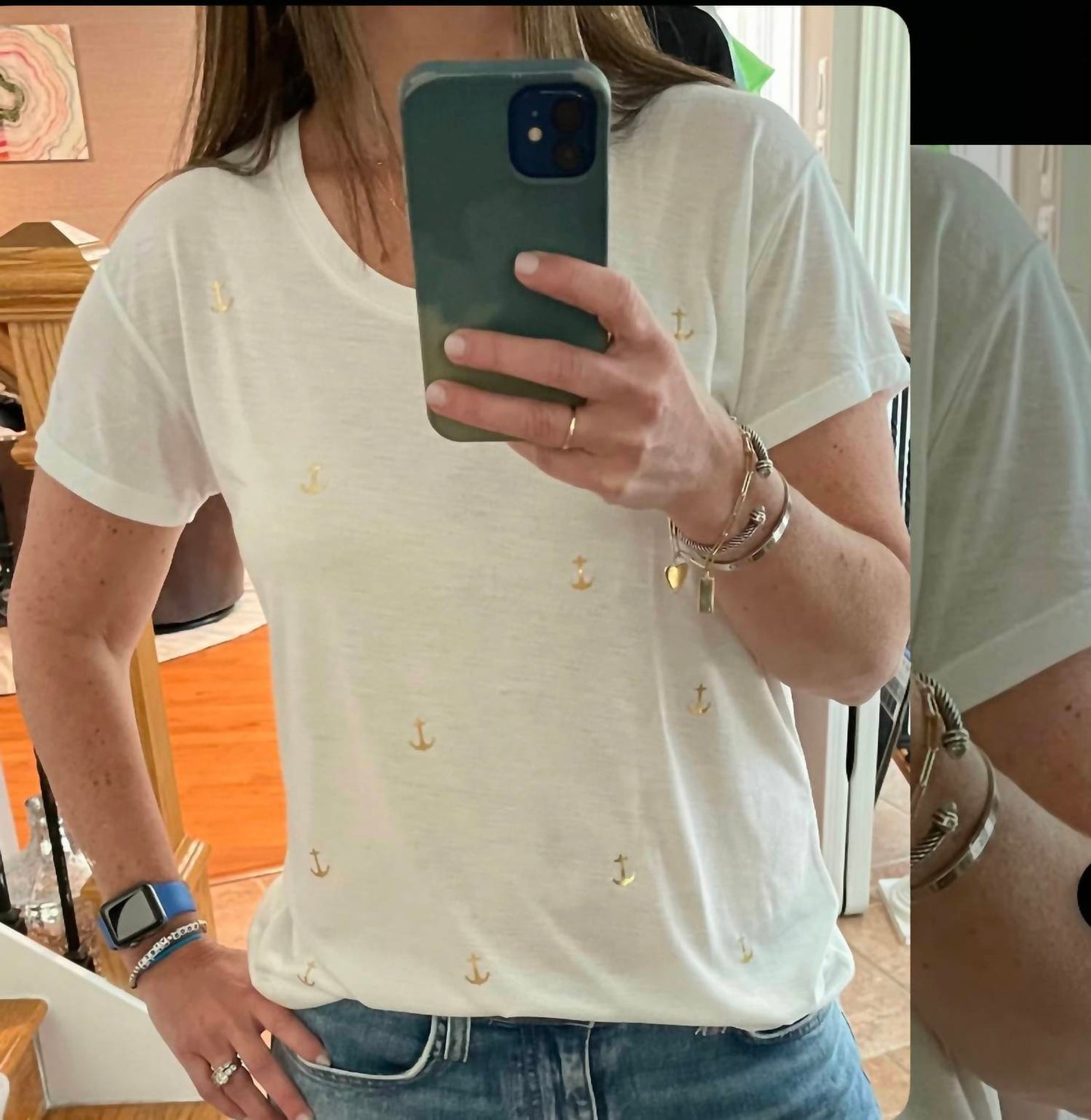 Stacy T-Shirt With Gold Anchors