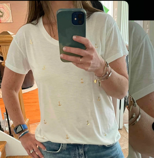 Stacy T-Shirt With Gold Anchors