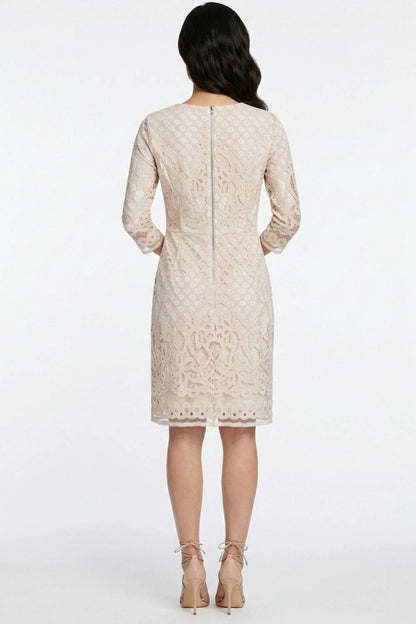 Geometric Lace 3/4-sleeve Party Dress