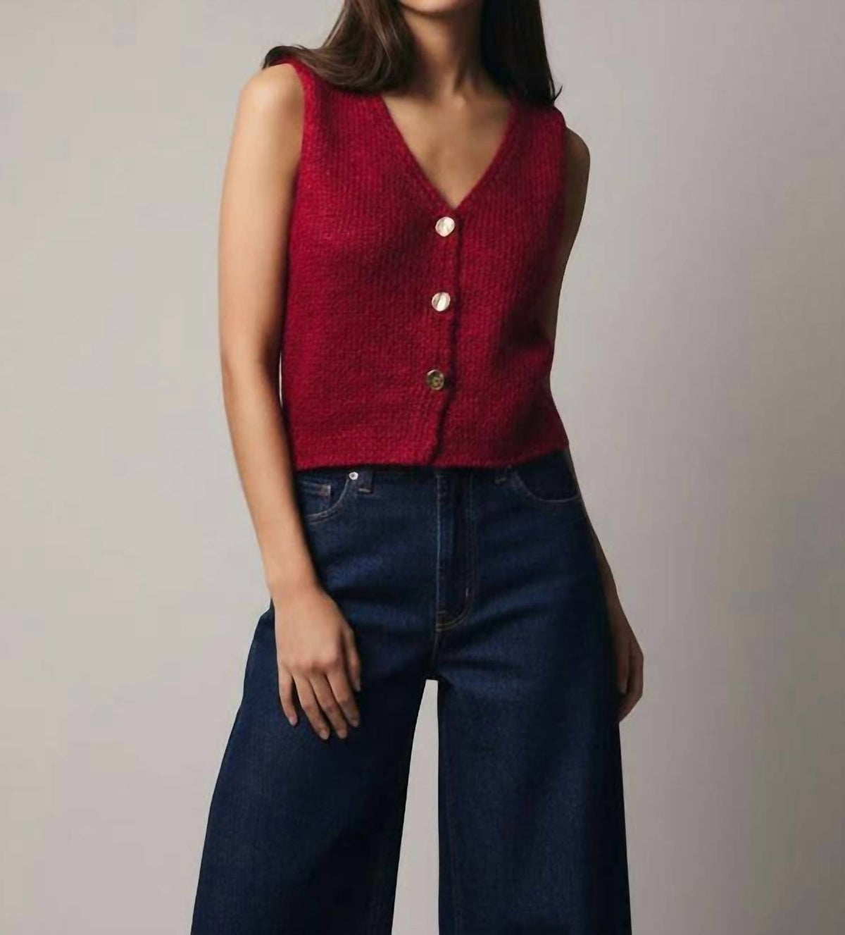 Margo Button Lurex Sweater Vest