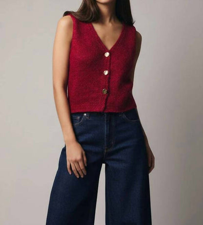 Margo Button Lurex Sweater Vest