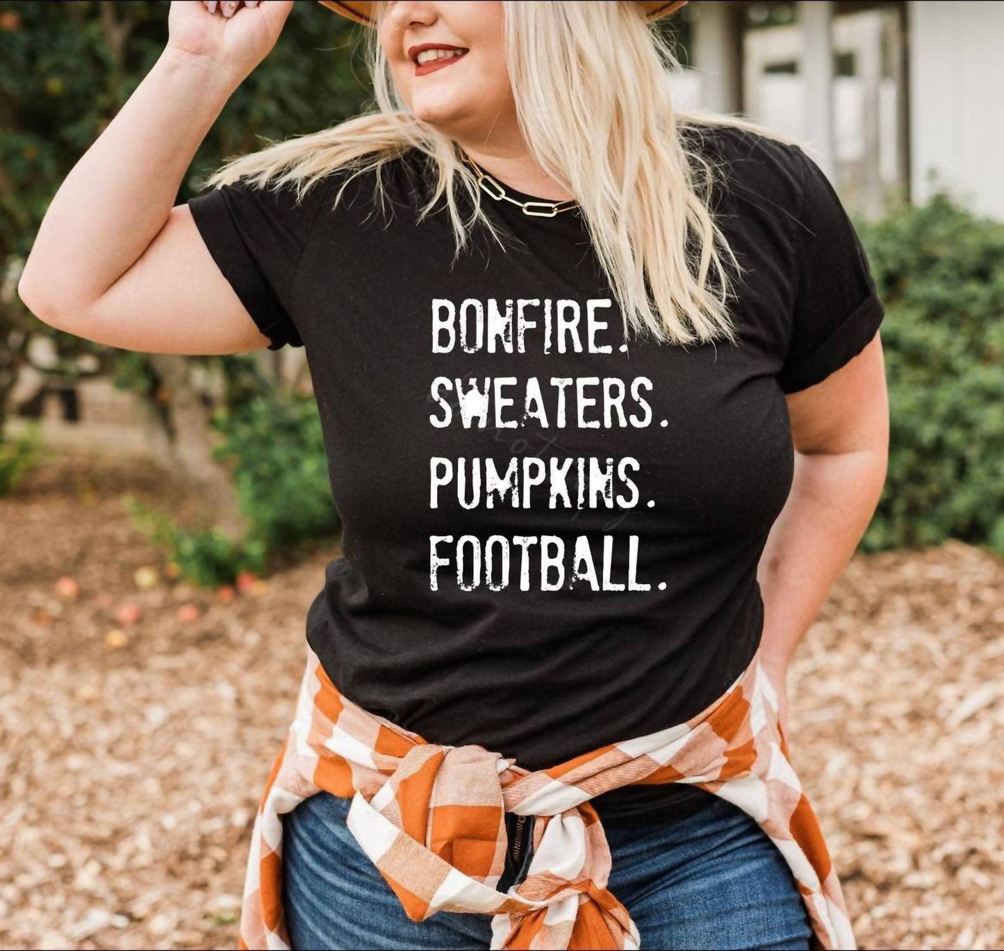 Fall Vibes Graphic Tee Bonfires, Pumpkins & Football