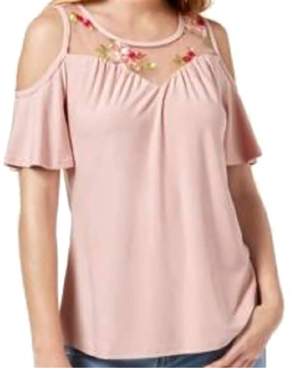 Embroidered Cold Shoulder Blouse
