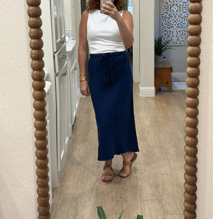 Aix Linen Midi Skirt