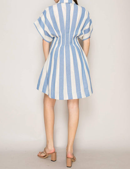 Stripe Pintuck Mini Dress