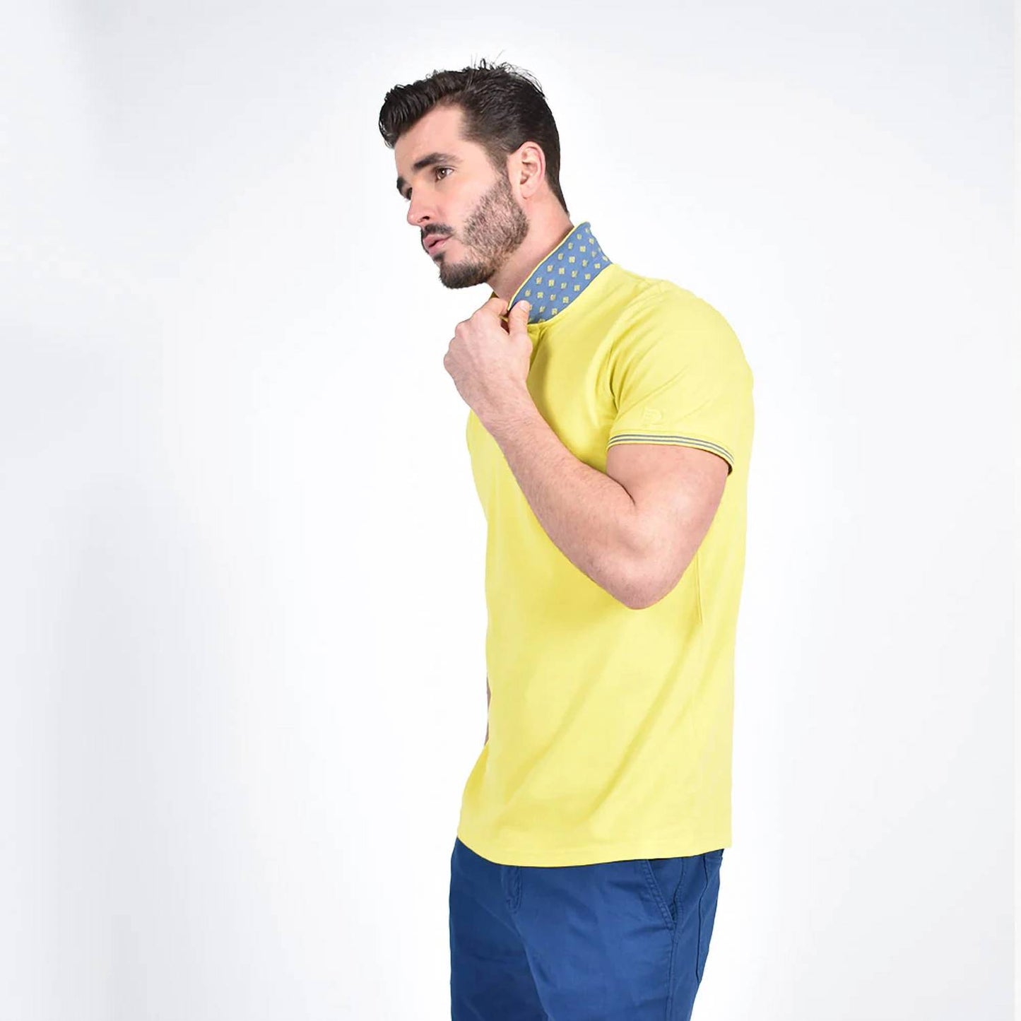 Jacquard Polo With Double Sided Print Collar