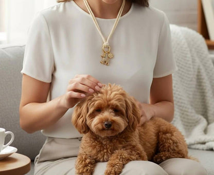 Women's Pavé Dog And Paw Cord Necklace