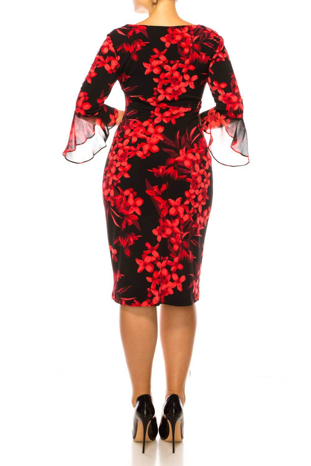 Connected Apparel - Trumpet Sleeve Floral Dress - Rack Hunt