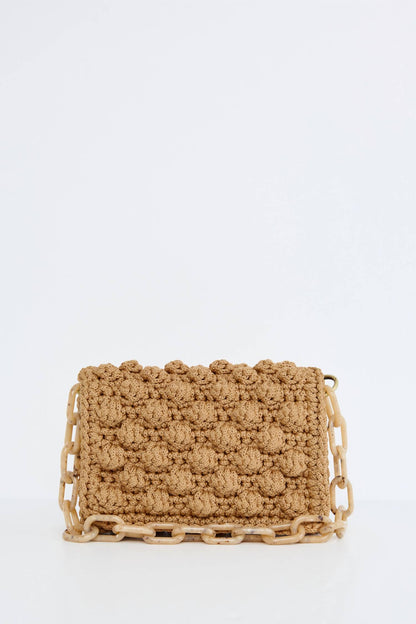 Women's Olympia Leather Raffia Bag