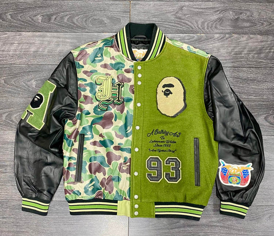 BAPE - X Jeff Hamilton Men's Wool & Leather Jacket - Rack Hunt -