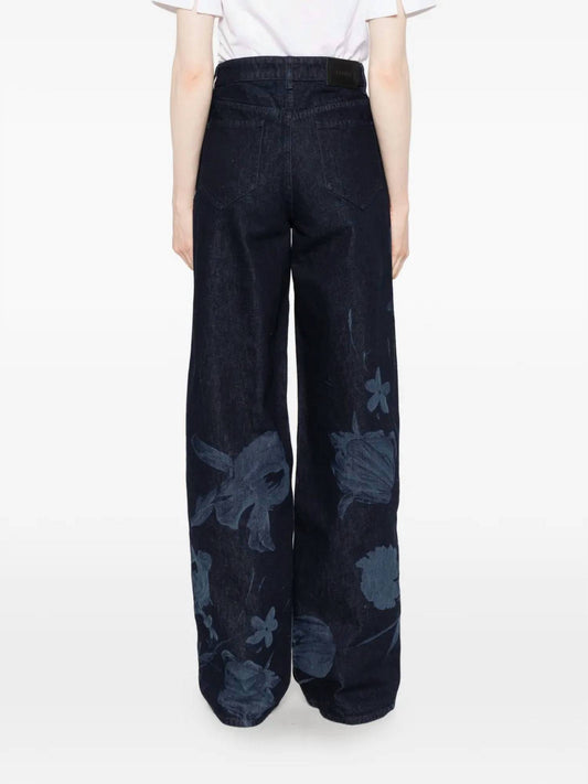 Floral Print Straight Leg Jeans