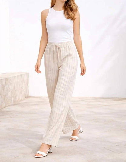 Striped Linen Drawstring Pants
