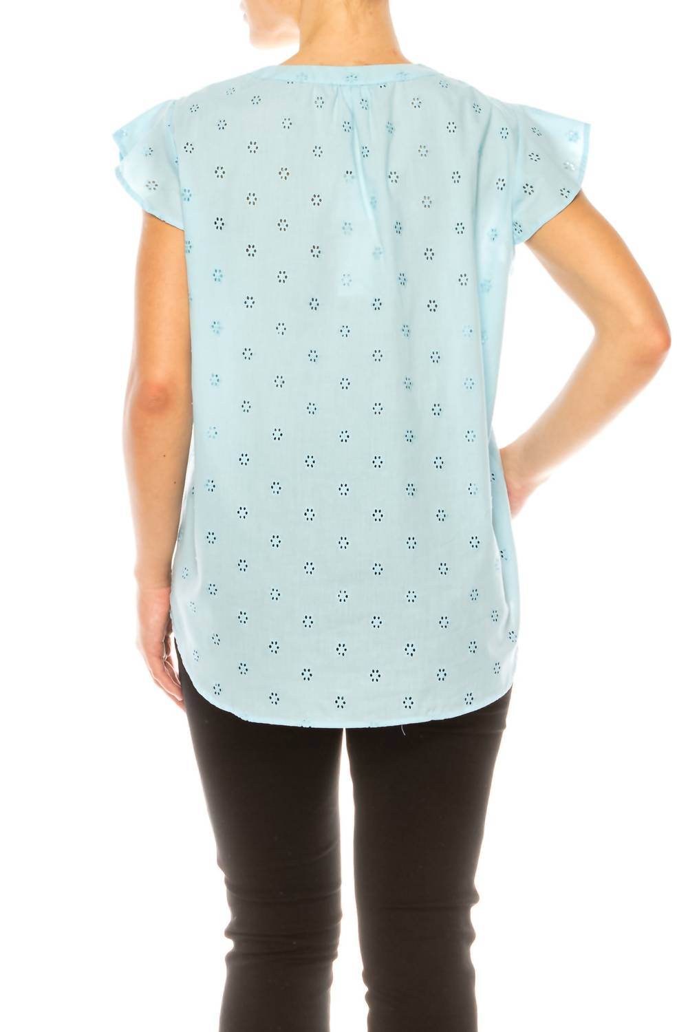 Grand & Greene - Floral Eyelet Cap Sleeve Top - Rack Hunt