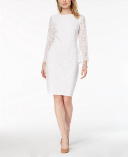Lace Bell Sleeve Sheath Dress