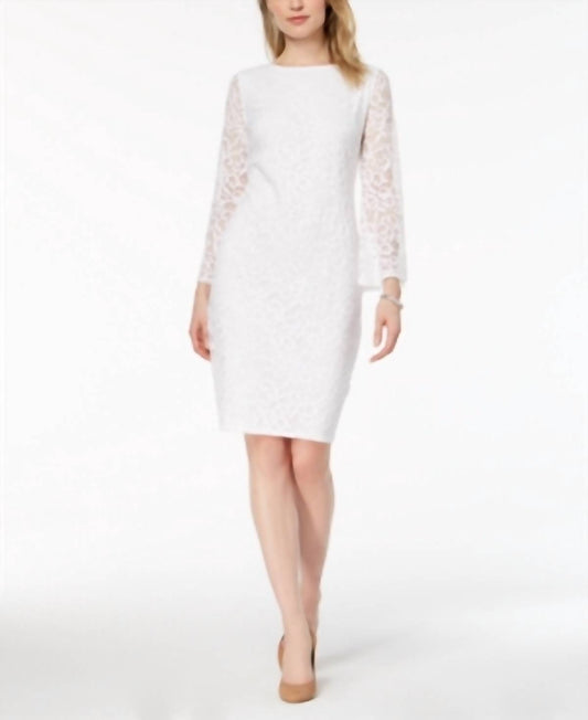 Lace Bell Sleeve Sheath Dress