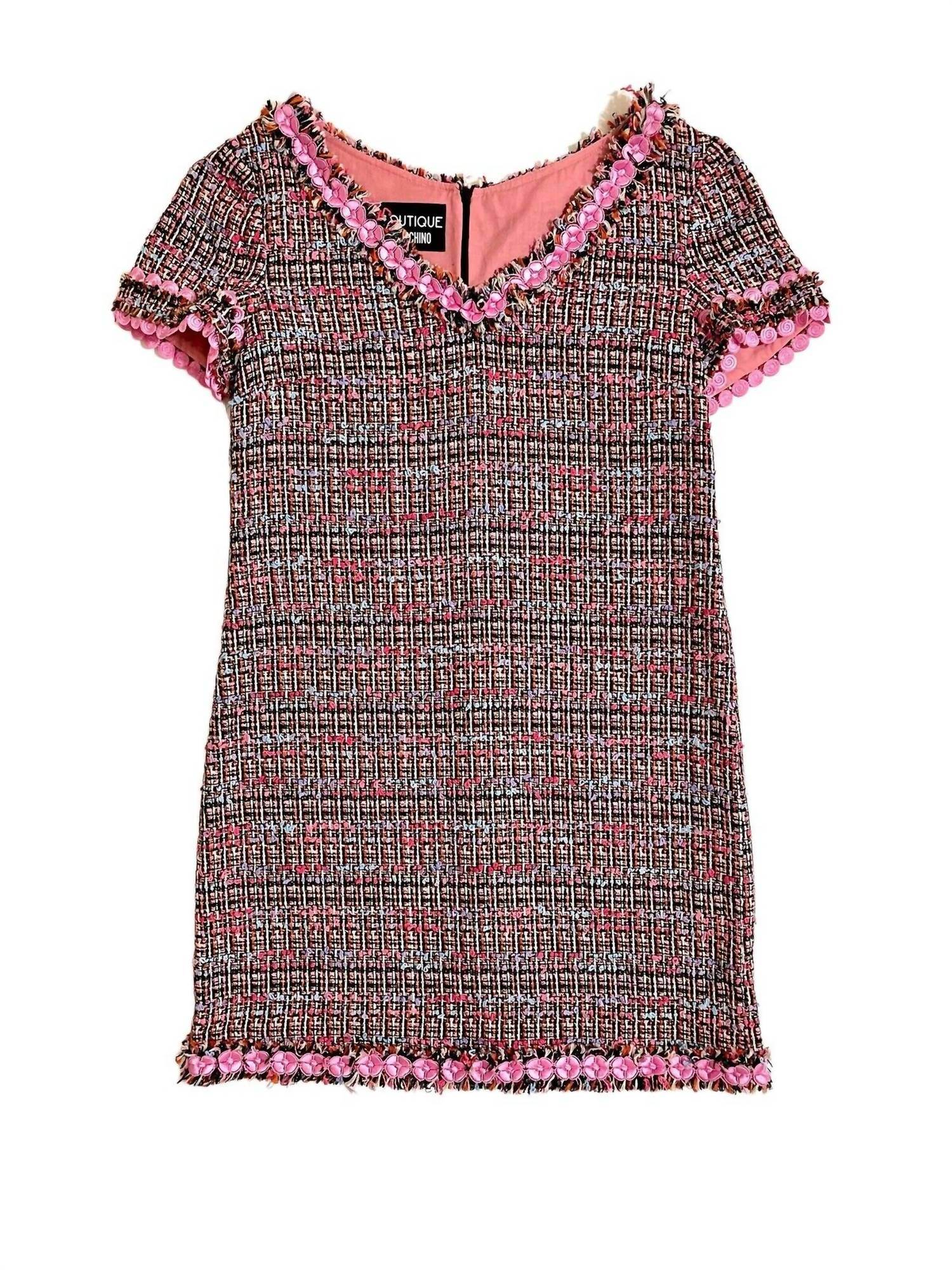 Boutique Moschino - Tweed Fringe Sheath Mini Dress - Rack Hunt -